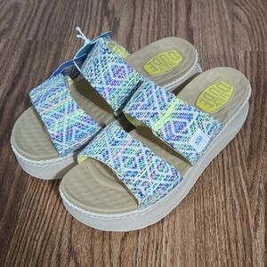 Hey Dude Blue Multi Patterned Textile